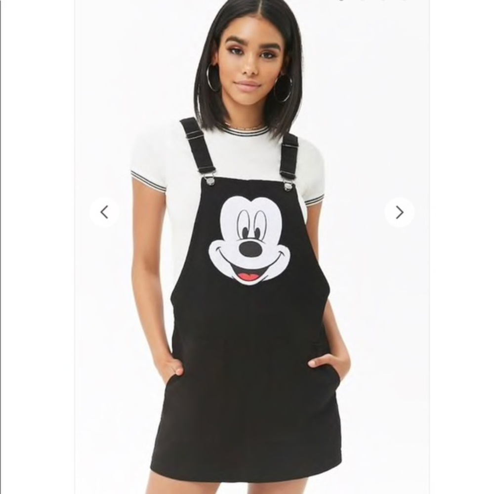 Mickey Black Overall Dress Disney Forever 21 Small